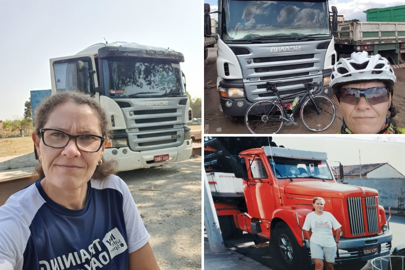 Cristina Oliveira Costa com seu caminhão