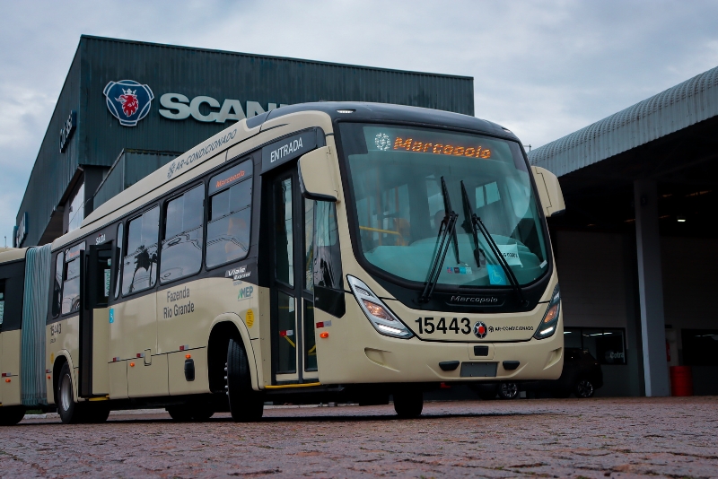 Serão 37 novos ônibus articulados Scania K 320 6x2/2, equipados com carroceria Marcopolo, na frota da Leblon Transporte